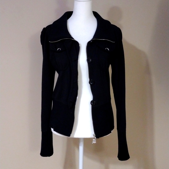 BCBG Black Jacket w/ Logo Detail - Picture 1 of 10